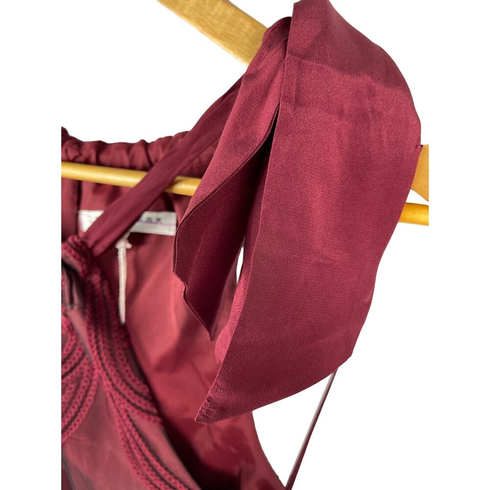 Trina Turk Burgundy Red Silk Embroidered Sleeveless Halter‎ Mini Dress Size XS - Picture 8 of 10